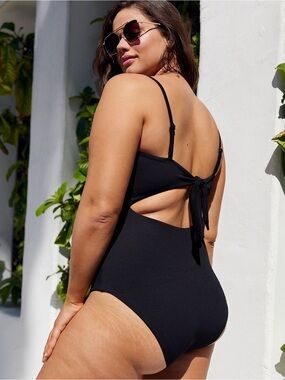 Aerie Ribbed One Piece Full Coverage With Tie Back NWT Size S